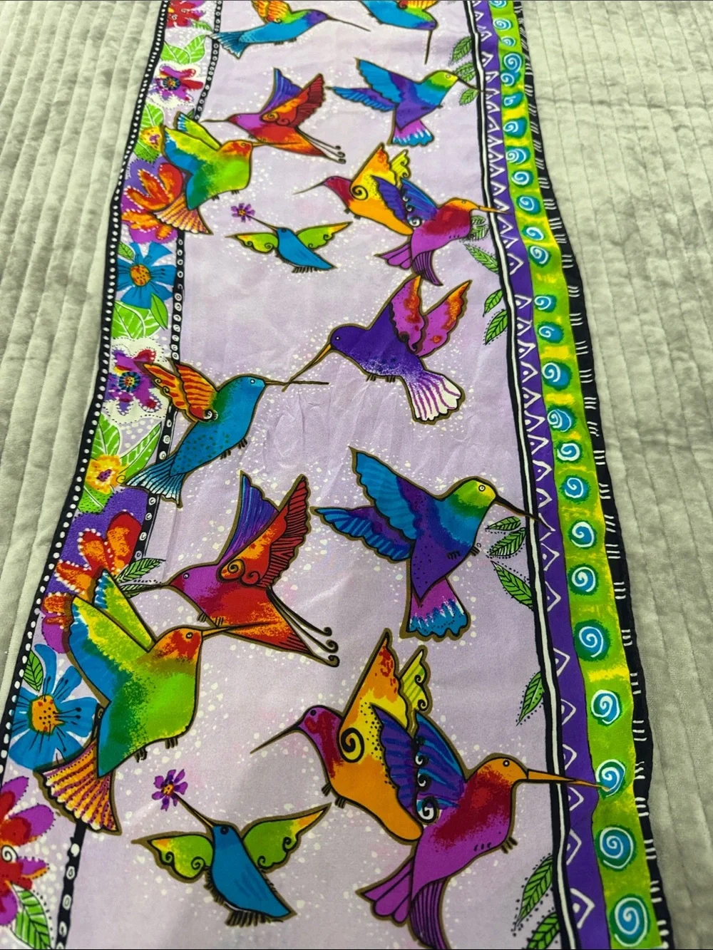 Laurel Burch Purple Multicolor Hummingbird Scarf